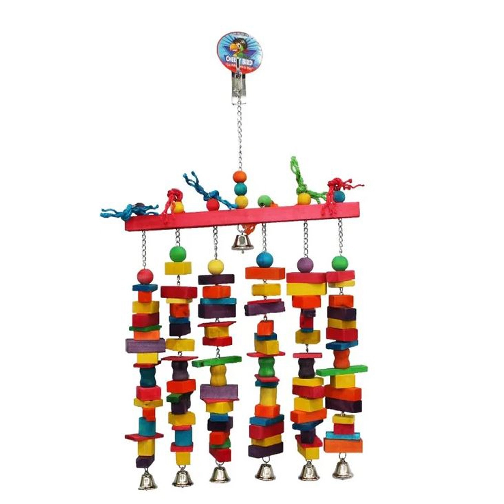 Cheeky Bird Jumbo 6 Stack Wooden Bird Toy W/ Bells 3 Cheeky Bird Jumbo 6 Stack Wooden Bird Toy W/ Bells